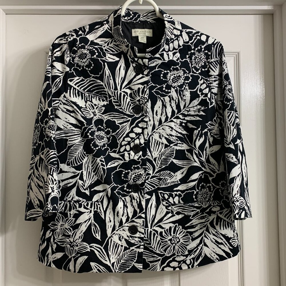 Appleseed's Petites Women's Black and White Jacket, Size 12P